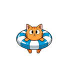 【浮き輪猫】（個別スタンプ：1）