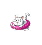 【浮き輪猫】（個別スタンプ：3）