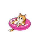 【浮き輪猫】（個別スタンプ：5）