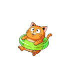 【浮き輪猫】（個別スタンプ：6）
