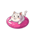 【浮き輪猫】（個別スタンプ：7）