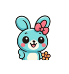 [アレンジ用]レトロあおうさぎ（個別スタンプ：1）