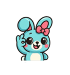 [アレンジ用]レトロあおうさぎ（個別スタンプ：2）