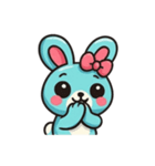 [アレンジ用]レトロあおうさぎ（個別スタンプ：3）