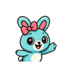 [アレンジ用]レトロあおうさぎ（個別スタンプ：5）