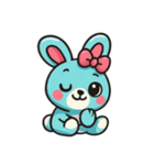 [アレンジ用]レトロあおうさぎ（個別スタンプ：6）