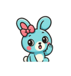 [アレンジ用]レトロあおうさぎ（個別スタンプ：7）