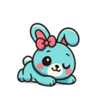 [アレンジ用]レトロあおうさぎ（個別スタンプ：9）