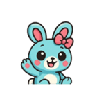 [アレンジ用]レトロあおうさぎ（個別スタンプ：10）