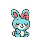 [アレンジ用]レトロあおうさぎ（個別スタンプ：11）