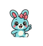 [アレンジ用]レトロあおうさぎ（個別スタンプ：13）