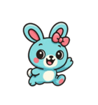 [アレンジ用]レトロあおうさぎ（個別スタンプ：14）