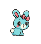 [アレンジ用]レトロあおうさぎ（個別スタンプ：15）
