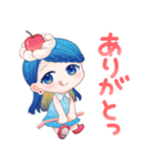 青い髪の女の子スタンプ【可愛い・綺麗】（個別スタンプ：4）