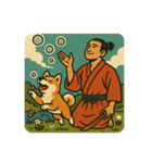 侍と秋田犬。和風レトロな日常スタンプ（個別スタンプ：1）
