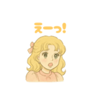 昭和レトロな少女漫画のヒロインスタンプ（個別スタンプ：5）
