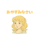 昭和レトロな少女漫画のヒロインスタンプ（個別スタンプ：16）