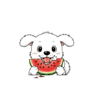 【スイカを食べる犬】（個別スタンプ：3）