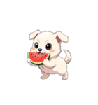 【スイカを食べる犬】（個別スタンプ：4）