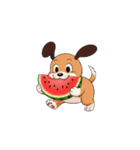 【スイカを食べる犬】（個別スタンプ：5）