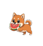 【スイカを食べる犬】（個別スタンプ：7）