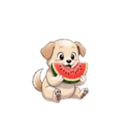 【スイカを食べる犬】（個別スタンプ：8）