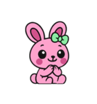 [アレンジ用]レトロピンクうさぎ（個別スタンプ：2）