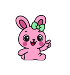 [アレンジ用]レトロピンクうさぎ（個別スタンプ：3）