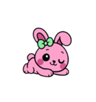 [アレンジ用]レトロピンクうさぎ（個別スタンプ：4）