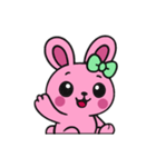 [アレンジ用]レトロピンクうさぎ（個別スタンプ：9）