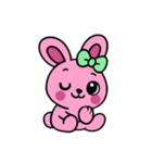 [アレンジ用]レトロピンクうさぎ（個別スタンプ：10）