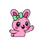 [アレンジ用]レトロピンクうさぎ（個別スタンプ：14）