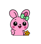 [アレンジ用]レトロピンクうさぎ（個別スタンプ：15）