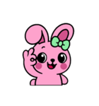 [アレンジ用]レトロピンクうさぎ（個別スタンプ：16）