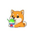 【かき氷を食べる犬】（個別スタンプ：1）
