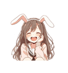 [アレンジ用]ゆるっと脱力系うさ耳ガール（個別スタンプ：4）