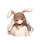 [アレンジ用]ゆるっと脱力系うさ耳ガール（個別スタンプ：5）