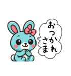 レトロうさ子（水色）（個別スタンプ：1）