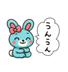 レトロうさ子（水色）（個別スタンプ：3）
