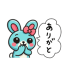 レトロうさ子（水色）（個別スタンプ：10）