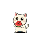 【スイカを食べる猫】（個別スタンプ：2）