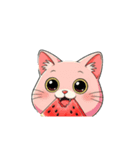 【スイカを食べる猫】（個別スタンプ：3）