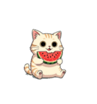 【スイカを食べる猫】（個別スタンプ：4）