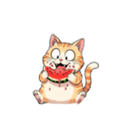【スイカを食べる猫】（個別スタンプ：5）