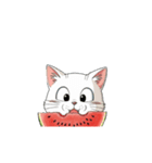 【スイカを食べる猫】（個別スタンプ：7）