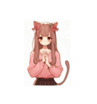 [アレンジ用]ゆるっと脱力系猫耳の女の子（個別スタンプ：3）