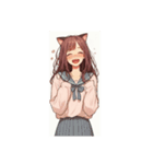 [アレンジ用]ゆるっと脱力系猫耳の女の子（個別スタンプ：4）