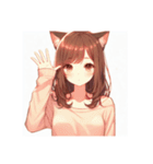 [アレンジ用]ゆるっと脱力系猫耳の女の子（個別スタンプ：7）