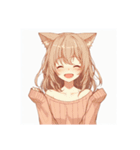 [アレンジ用]ゆるっと脱力系猫耳の女の子（個別スタンプ：8）