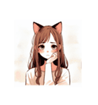 [アレンジ用]ゆるっと脱力系猫耳の女の子（個別スタンプ：9）